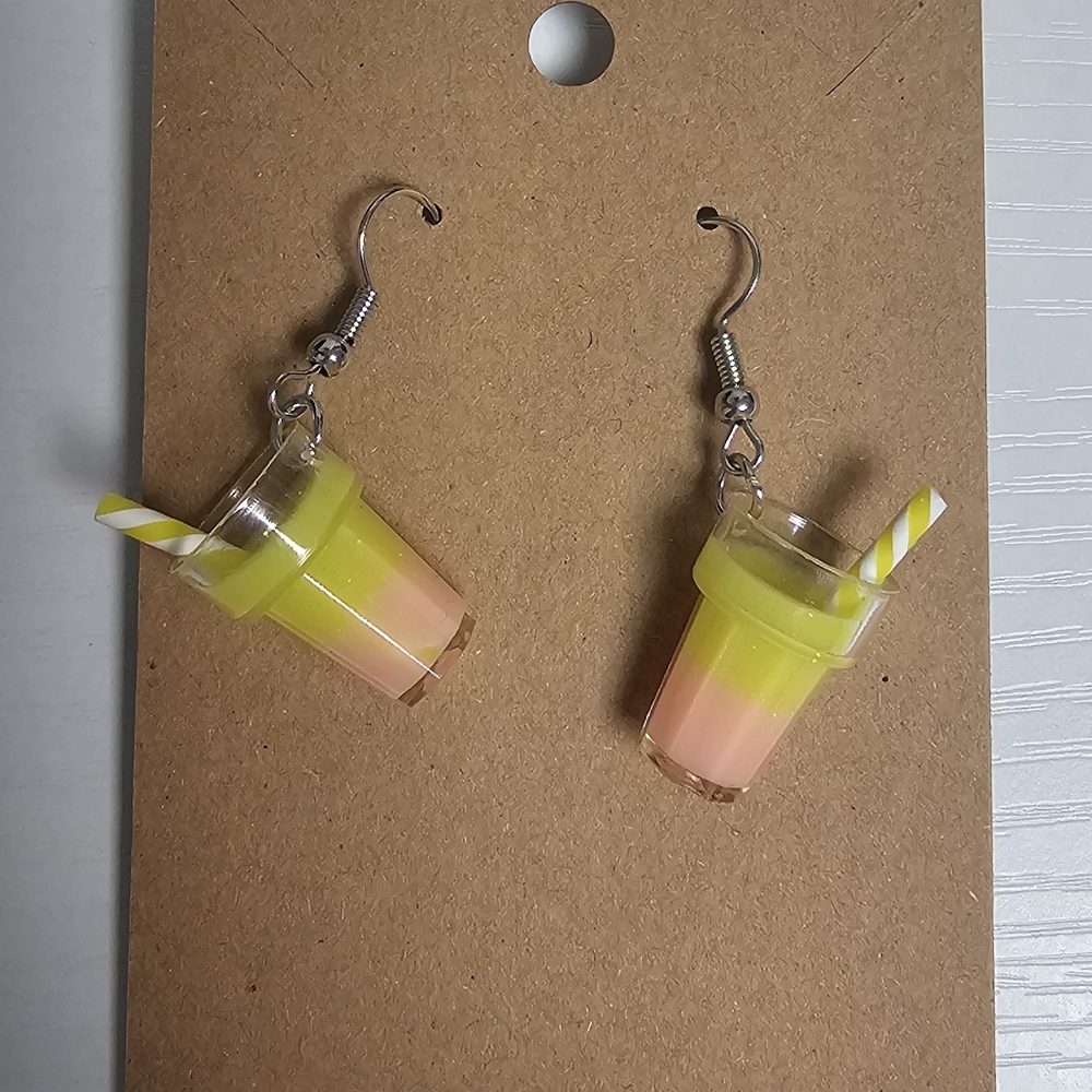 Yellow and Pink‎ Drink Earrings